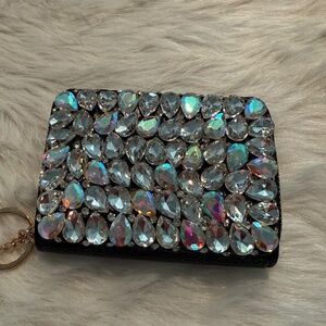 Crystal Embellished Rhinestone Card Holder Keychain